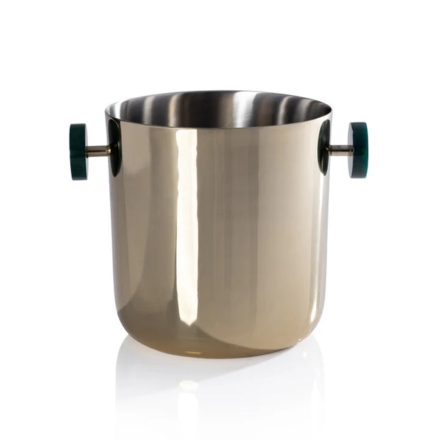 Spiga Gold Ice Bucket w/Green Handles