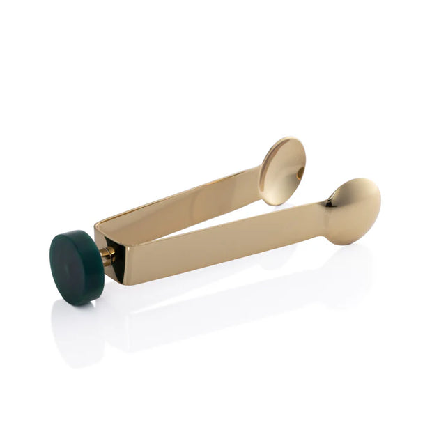 Spiga Gold Ice Tongs w/ Green Accent