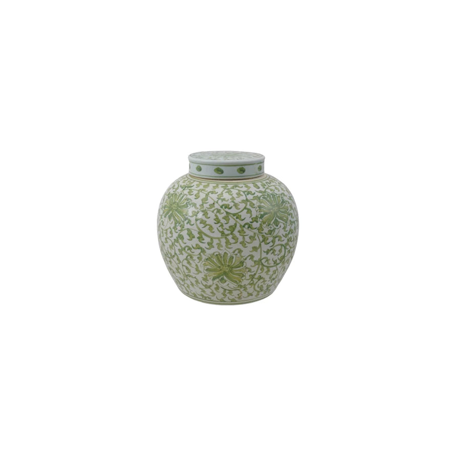 Vintage Ginger Jar Green Floral