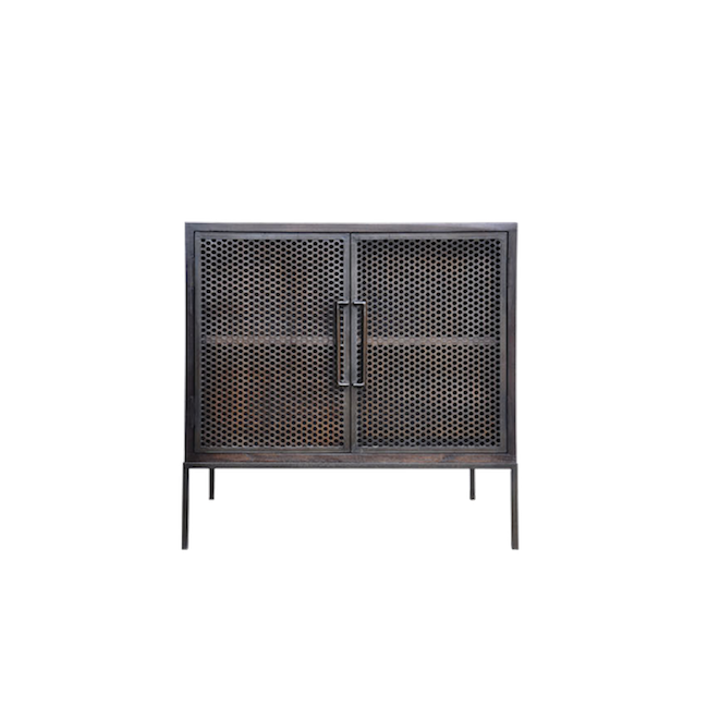 Demian Bedside Table, Charcoal/Antique Bronze, 30Wx20Dx30H - Maaribu