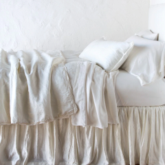 In Stock Bella Notte Paloma Bed End Blanket in Winter White, soft woven textile with subtle texture and elegant finish.