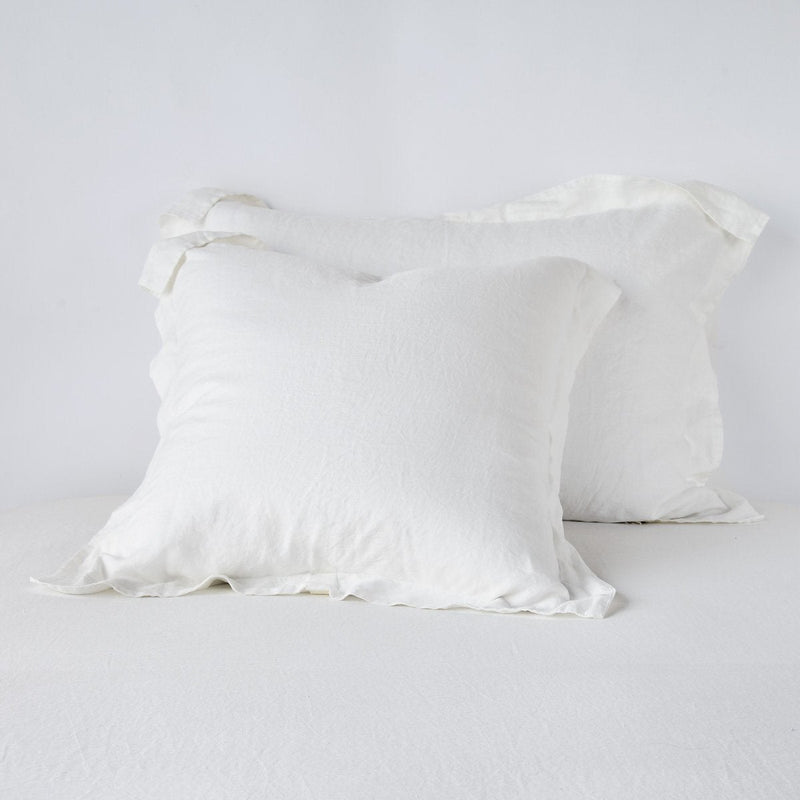 White linen sham from Bella Notte in winter white, standard size, featuring a soft, textured fabric and elegant design.