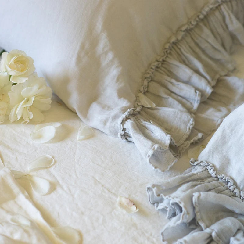White linen Whisper Pillowcase by Bella Notte, standard size, showcasing soft, textured fabric with elegant, clean edges.