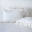 White Linen Whisper King Sham by Bella Notte showing smooth linen fabric with subtle texture and elegant stitching details.
