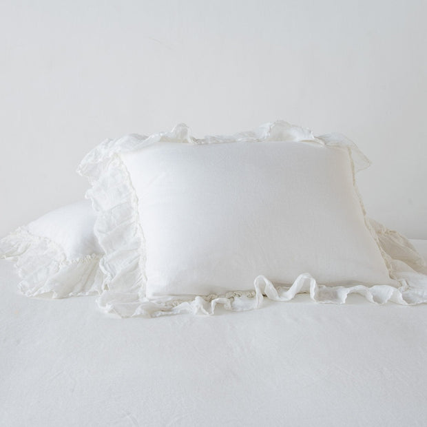Deluxe Linen Whisper Sham in Winter White by Bella Notte, showcasing soft linen fabric with elegant stitching and plush finish.
