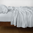 In Stock Bella Notte Madera Luxe Flat Sheet in Cloud Queen size, soft and luxurious bed linen with a smooth, elegant texture.