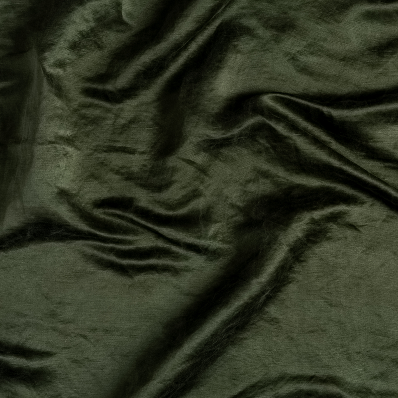 Silk velvet Paloma Euro sham with petite flange in Juniper color, by Bella Notte, showcasing soft, textured fabric and elegant design.