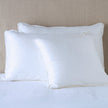 White silk velvet Paloma sham with petite flange detail from Bella Notte's Deluxe collection, elegant and soft for luxurious bedding.