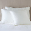 Winter white silk velvet Paloma Sham with petite flange by Bella Notte, showcasing plush texture and elegant design.