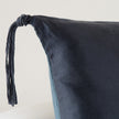 In Stock Bella Notte Taline Sham Midnight Euro with elegant dark blue fabric and decorative stitching for a luxurious bedroom look.