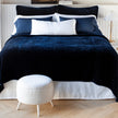 In Stock Bella Notte quilted silk velvet sham in Midnight Deluxe with plush, textured fabric and elegant quilting detail.