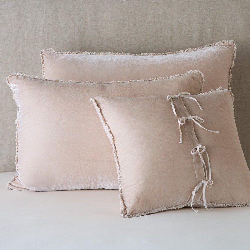 In Stock Bella Notte Carmen Sham Deluxe in fog color, soft fabric with elegant design, decorative pillow sham for bedroom decor.