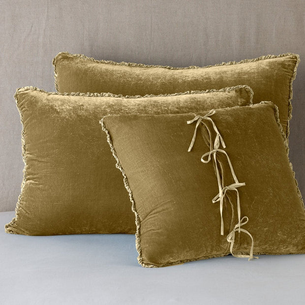 In Stock Bella Notte Carmen Sham Deluxe in fog color with elegant, soft fabric and decorative stitching detail.