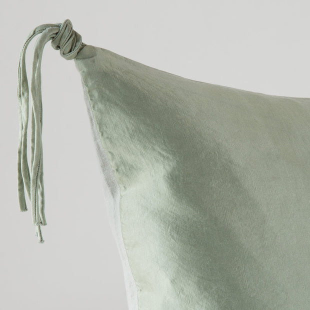 Eucalyptus-colored Bella Notte Taline Euro Sham with elegant fabric and decorative stitching for a stylish bedroom decor.