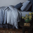King Madera Luxe Flat Sheet by Bella Notte in Tahoe Blue, showcasing soft, luxurious fabric and elegant design.