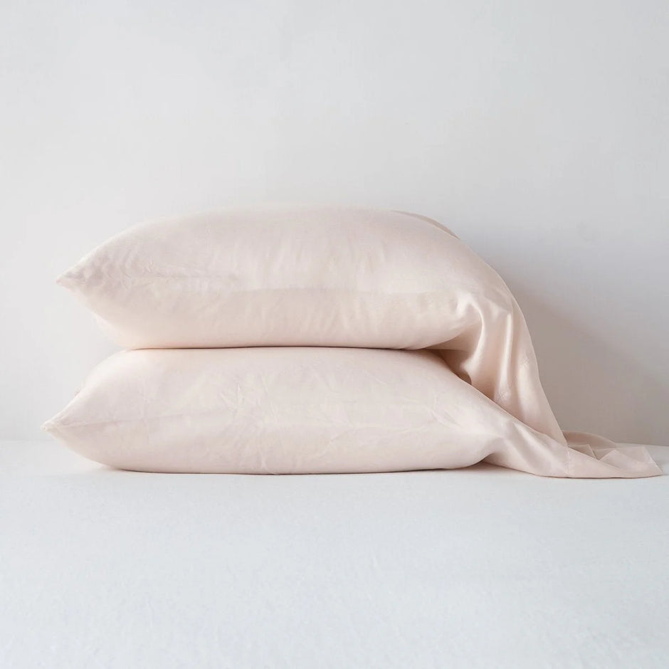 In Stock Bella Notte Madera Luxe Pearl pillowcase, standard size, soft fabric with elegant pearl finish for a luxurious bedroom look.