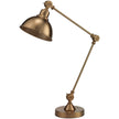 Brass adjustable Jamie Young table lamp with a sleek, modern design and a flexible arm for versatile lighting.