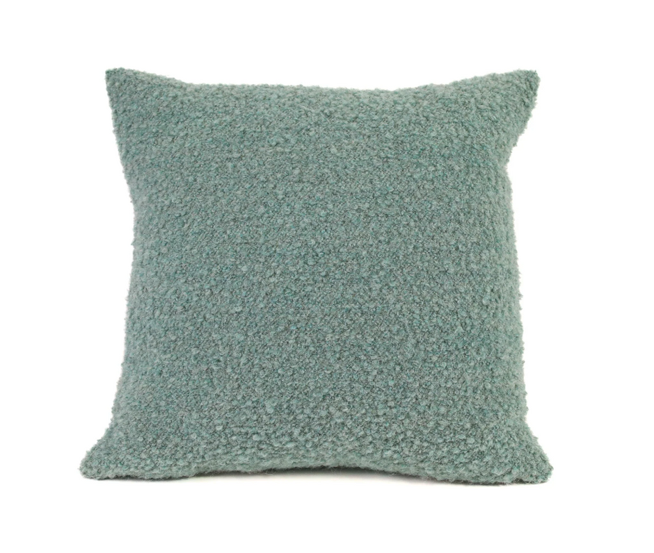 Boucle textured light blue square pillow 