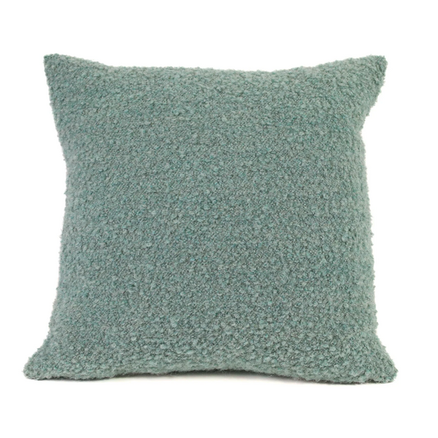 Boucle textured light blue square pillow 