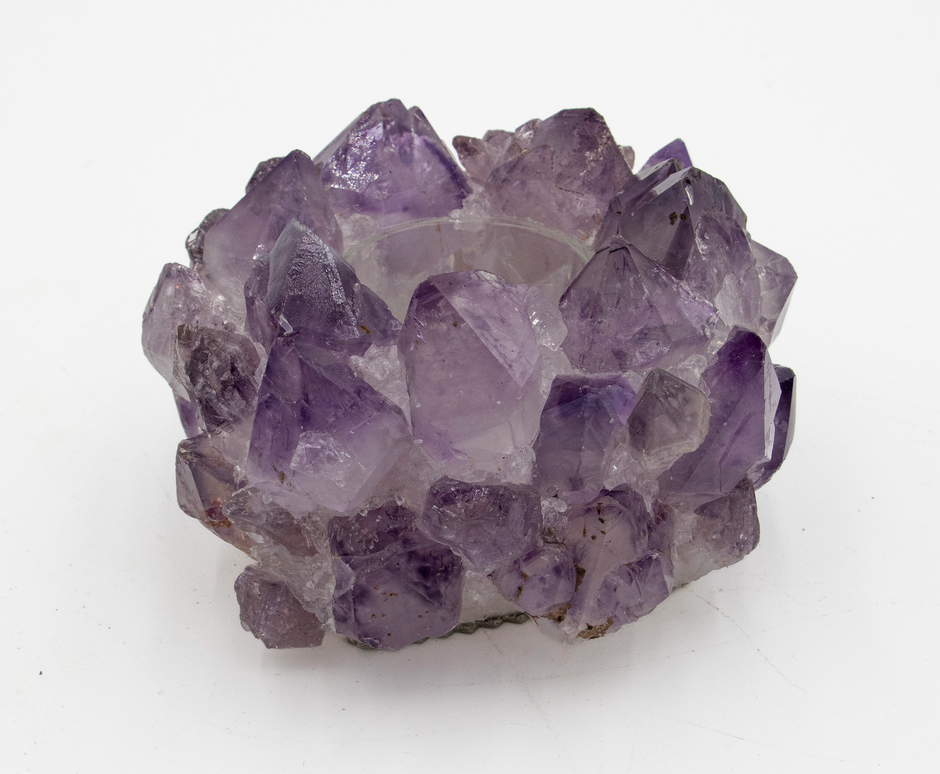 Petite Votive Amethyst candle holder by Kathryn McCoy featuring a small, purple glass design for decorative candle display.