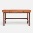 Wooden desk with two drawers on a white background