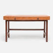 Wooden desk with two drawers on a white background
