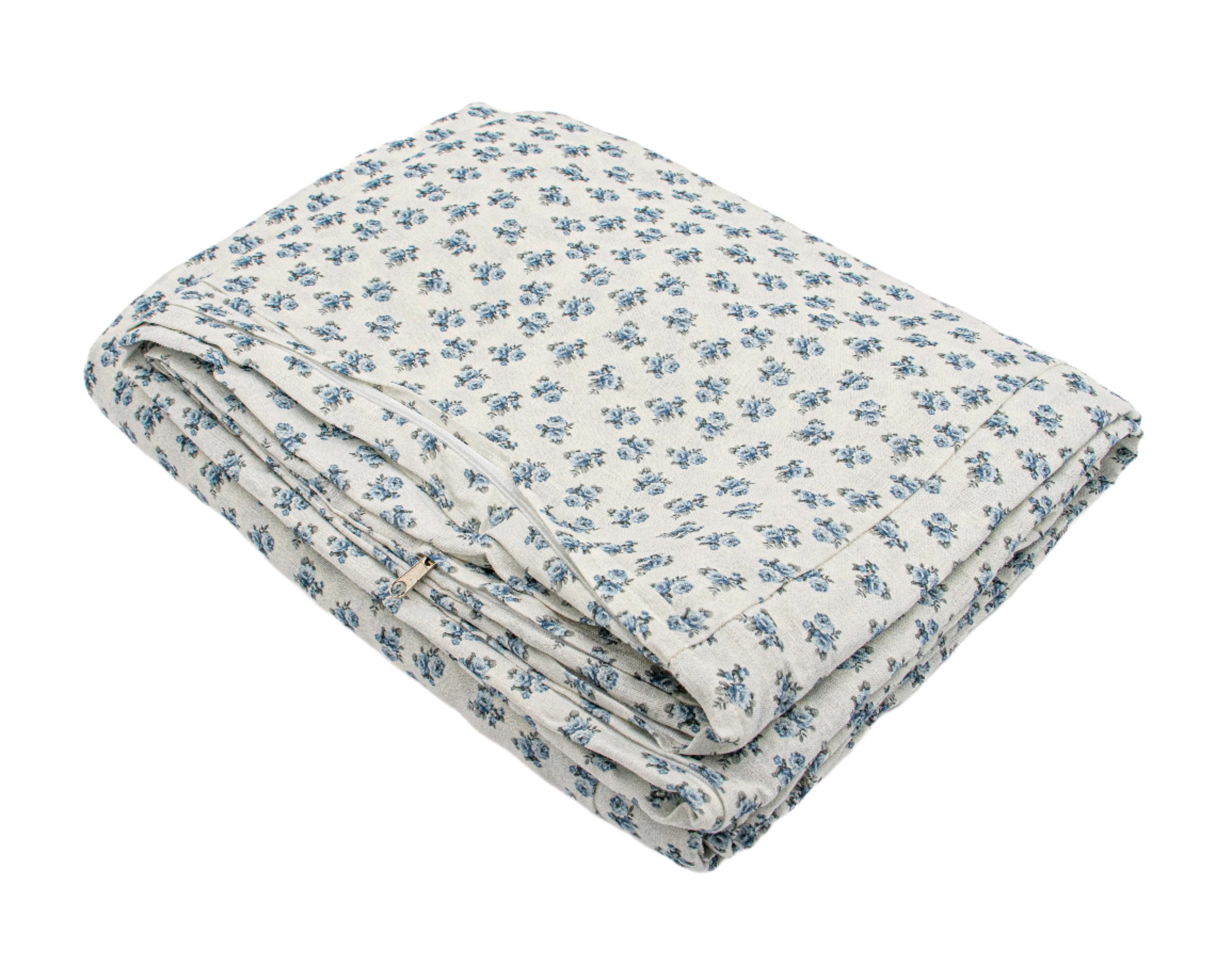Rosebud Chambray Queen duvet cover by Linen Salvage featuring soft, woven fabric with a subtle floral pattern and relaxed style.