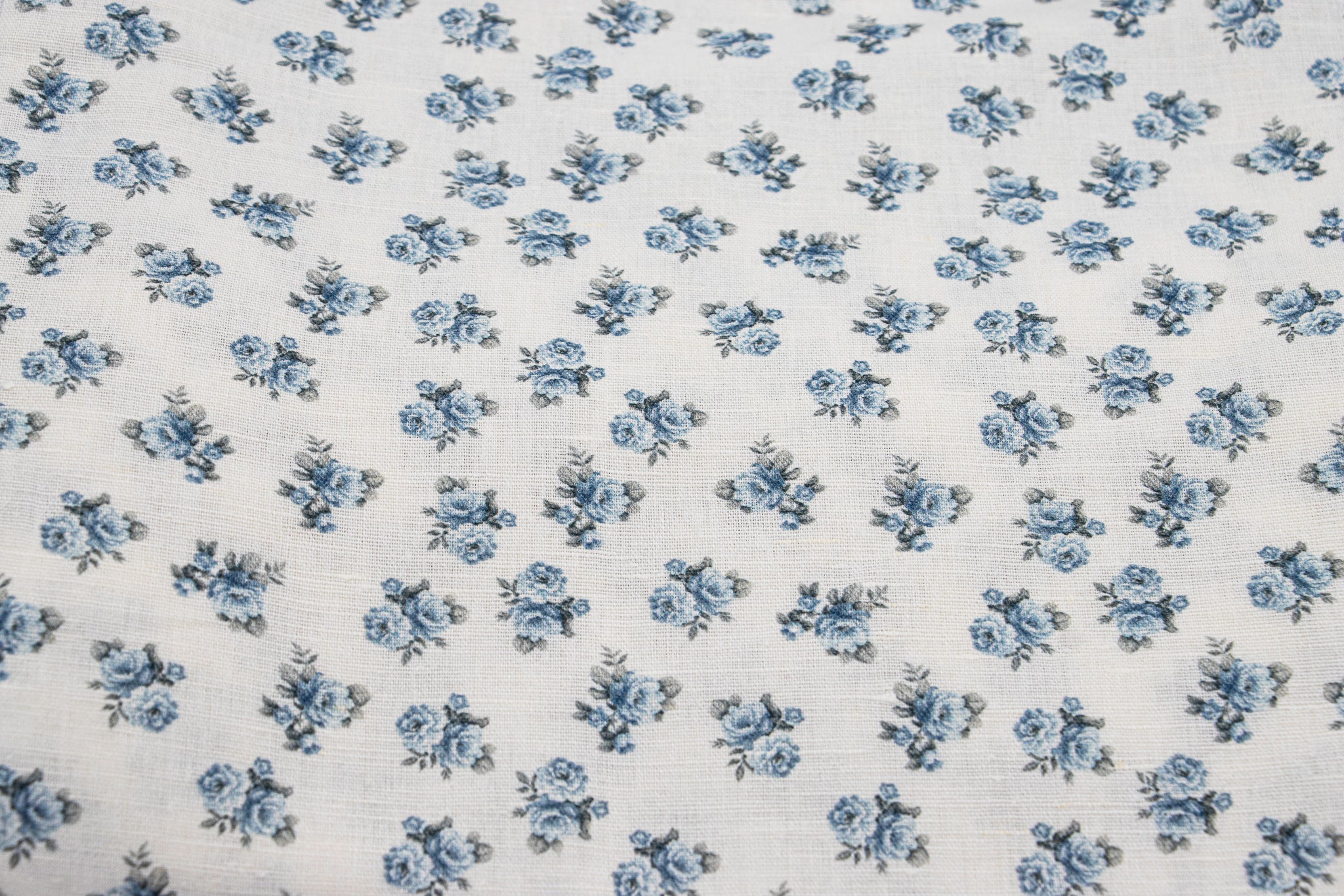 Linen Salvage Rosebud Duvet Cover in chambray for queen size bed, soft and stylish bedding with floral pattern.