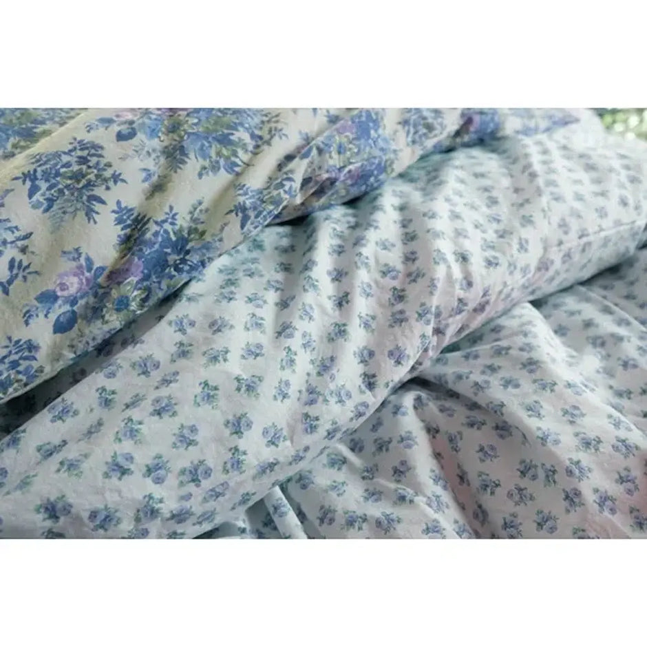 Chambray Rosebud Queen duvet cover by Linen Salvage featuring soft, woven fabric and floral pattern on a cozy bedding piece.