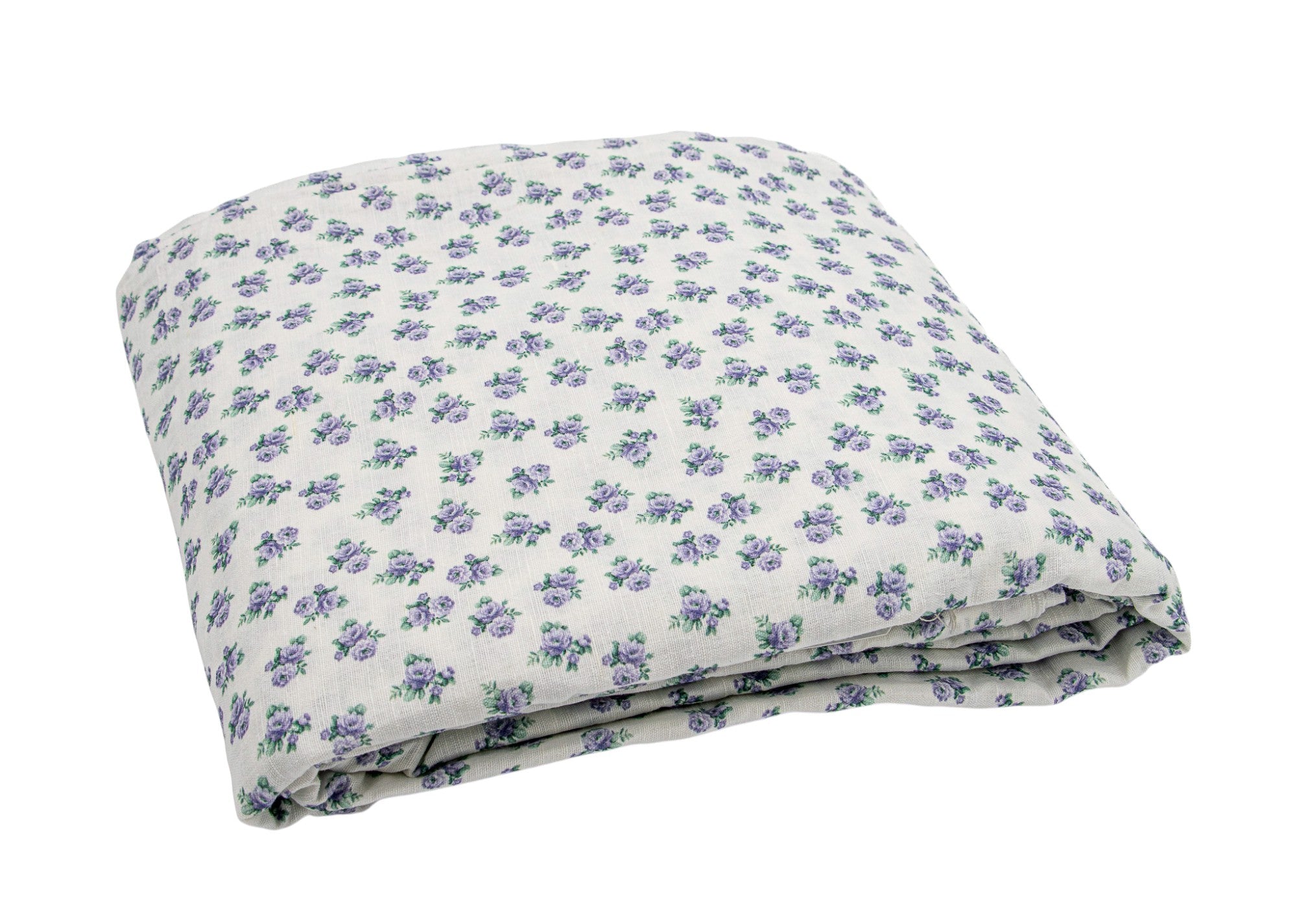 Linen Salvage Rosebud Lilac Queen Duvet Cover with floral pattern and soft fabric, styled on a bed.