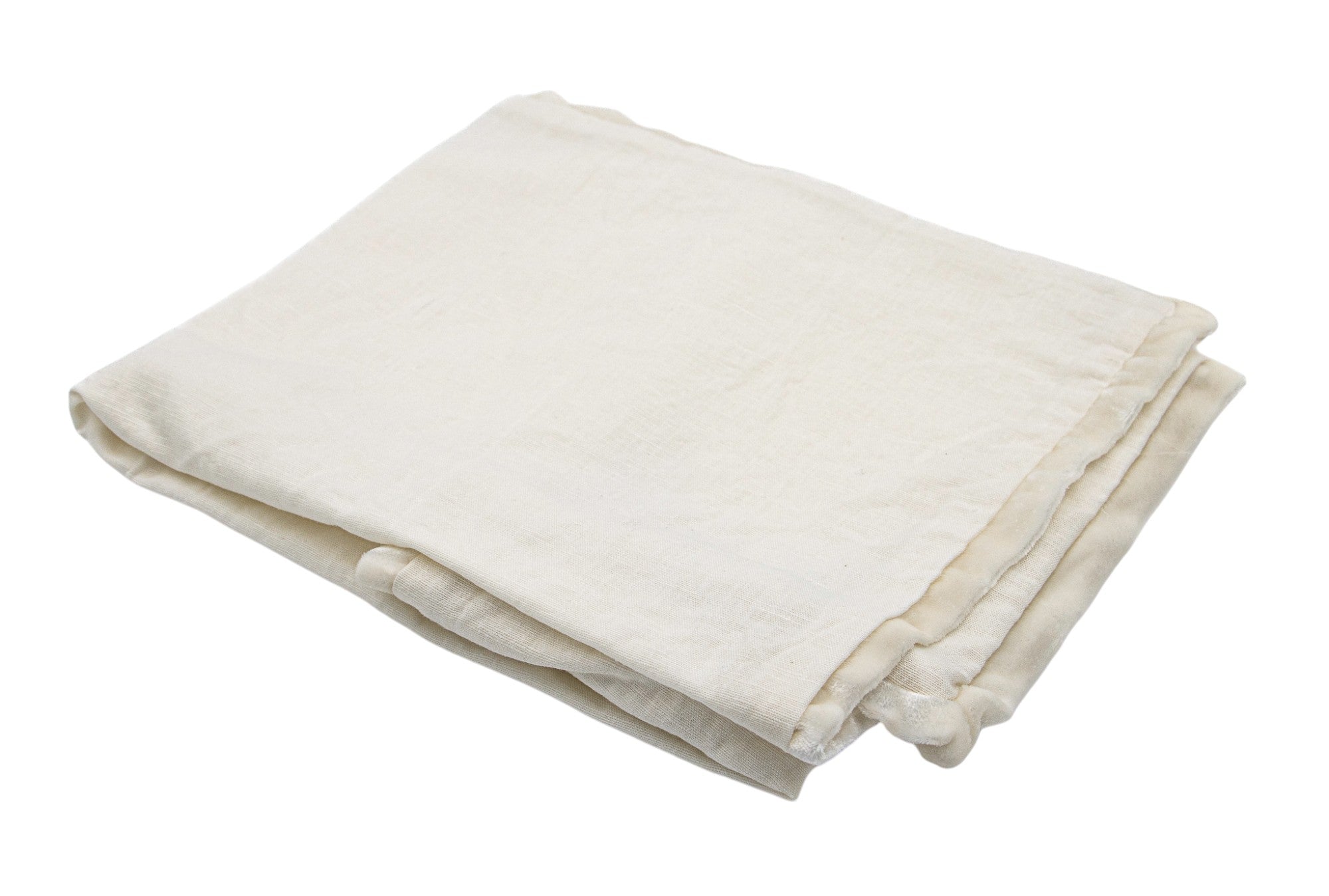Cream linen duvet cover with petite velvet edge in king size by Linen Salvage, showcasing soft fabric and elegant detailing.