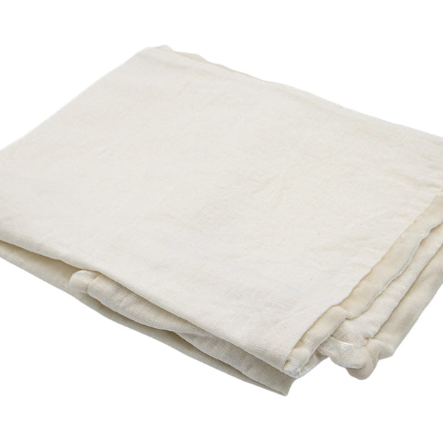Linen Salvage king size linen Euro sham with velvet petite edge in creme, featuring a soft, textured fabric and elegant design.