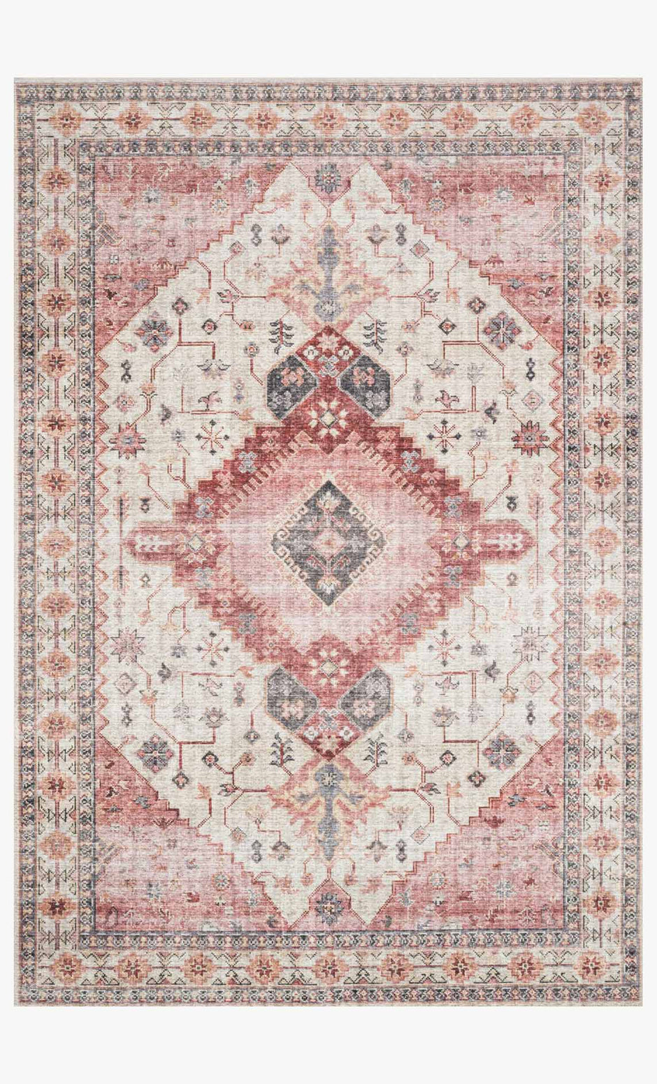 Loloi Skye Rug in ivory and berry, 2'3" x 3'9" with intricate design, perfect for adding style to any room.