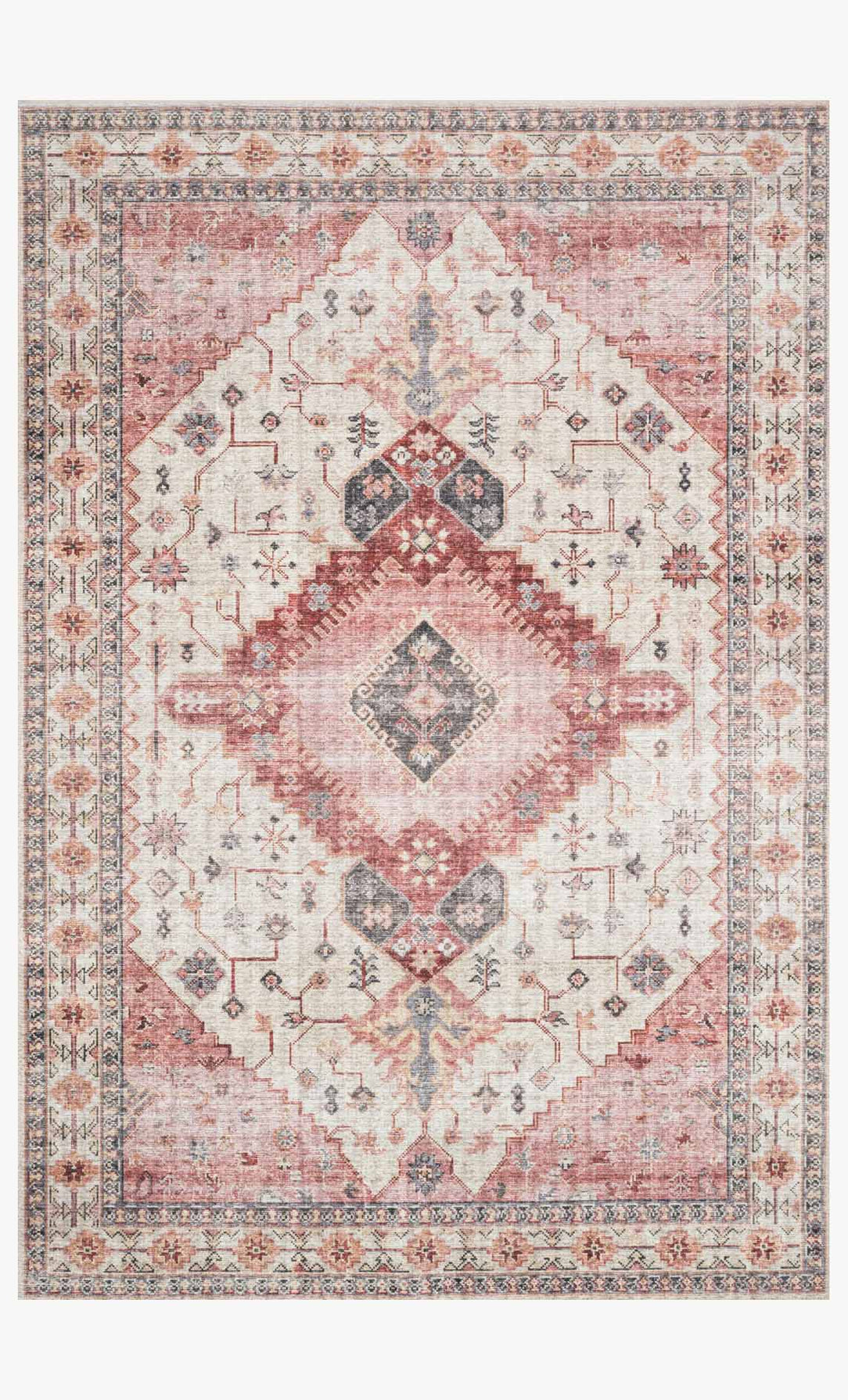 Loloi Skye Rug in ivory and berry, 2'3