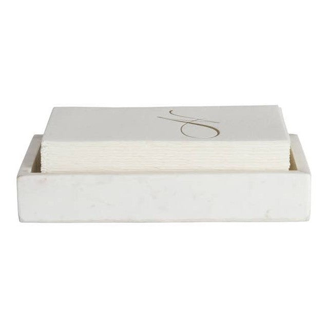 Belle de Provence marble napkin tray by Lothantique Inc. elegant bath accessory with a smooth, polished marble surface.