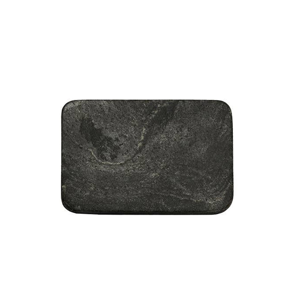 Slate soap dish from Tadé by Lothantique Inc. in natural slate with a simple, rustic design for bathroom use.