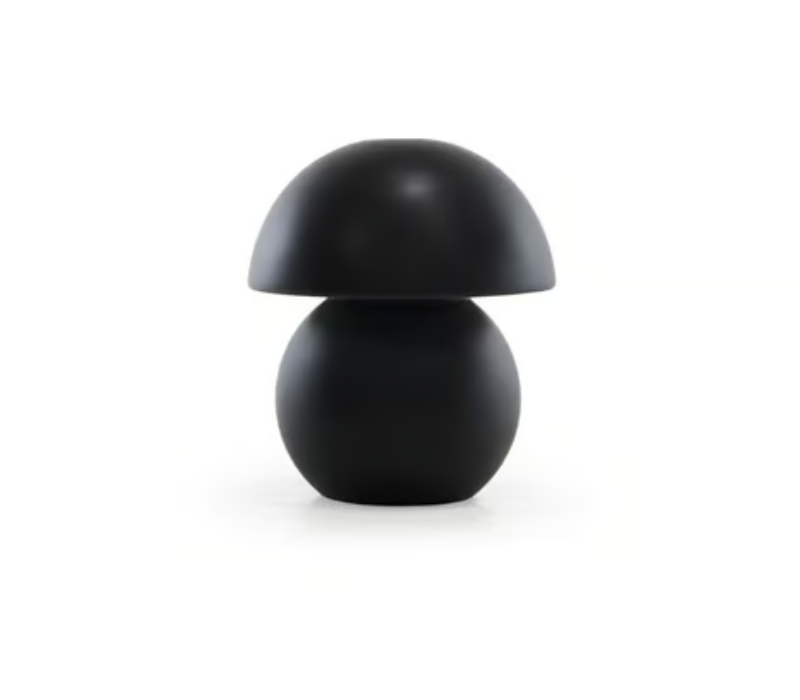 Black mushroom-shaped lamp on a white background