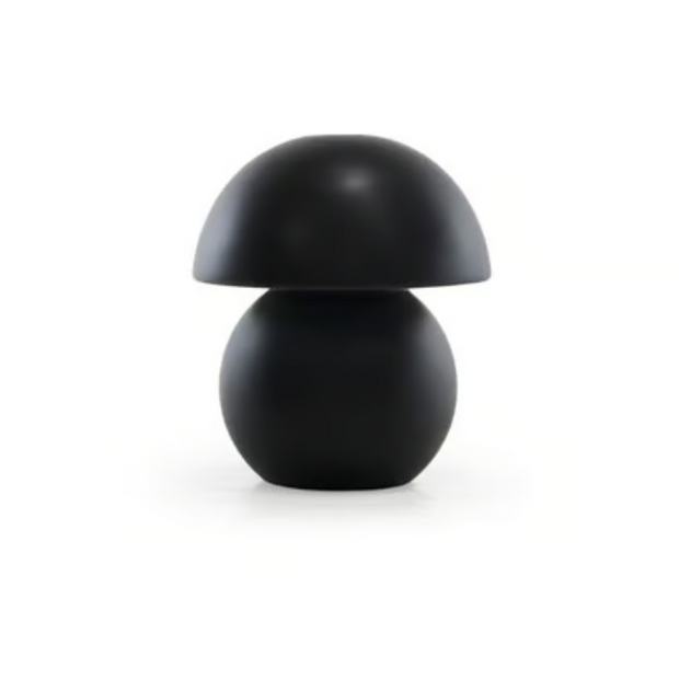 Black mushroom-shaped lamp on a white background