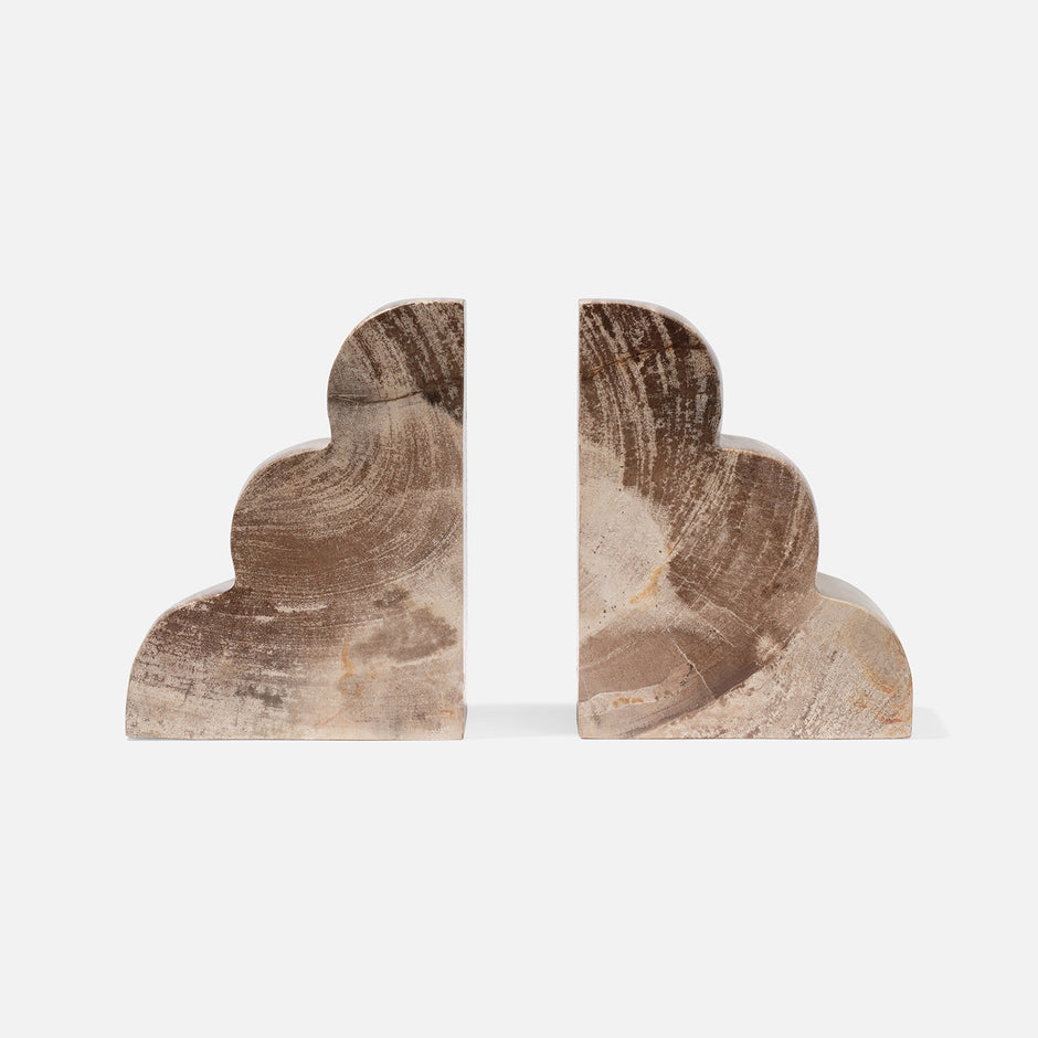 Made Goods Melina bookend set featuring modern, sculptural black metal design, perfect for supporting books stylishly.
