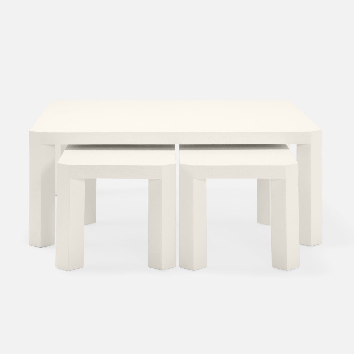 Made Goods Taylam nesting coffee table set with sleek, modern design and smooth surfaces, ideal for contemporary living spaces.
