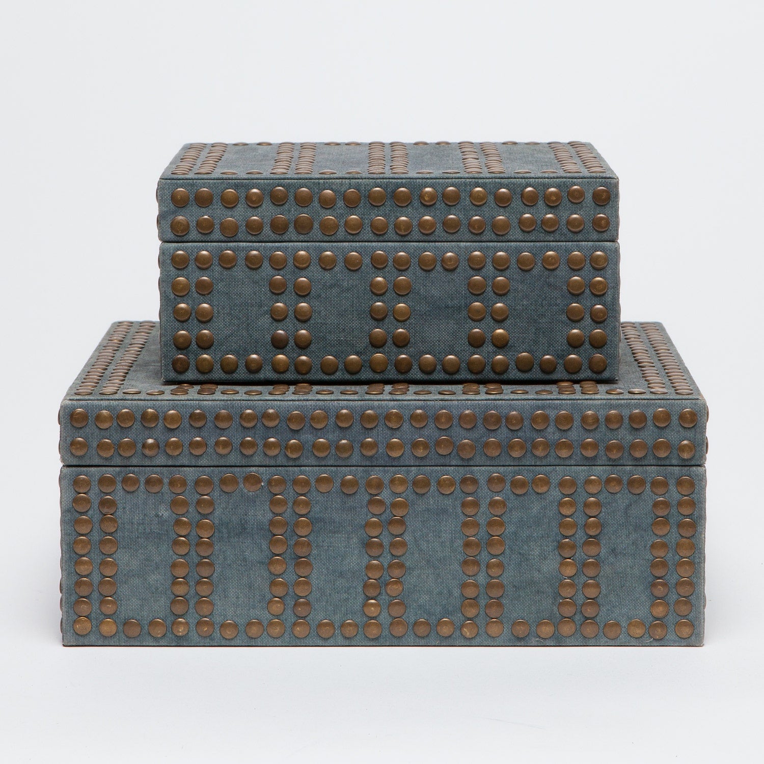 Set of two Made Goods Landon decorative boxes with textured surfaces and elegant designs, perfect for stylish home decor.