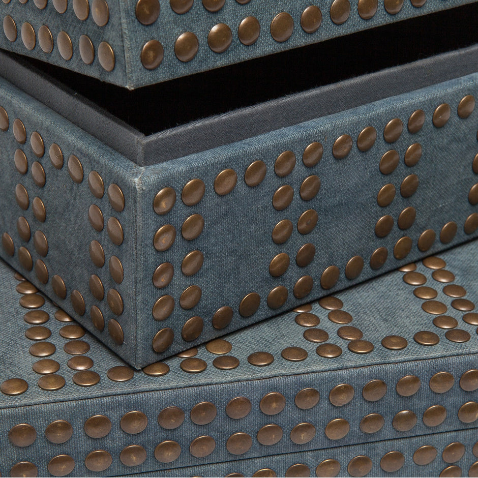Set of two Made Goods Landon decorative boxes, stylish storage containers with textured surfaces for home decor.