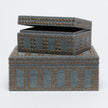 Set of two Made Goods Landon decorative boxes with intricate patterns and natural wood finish for stylish home decor.