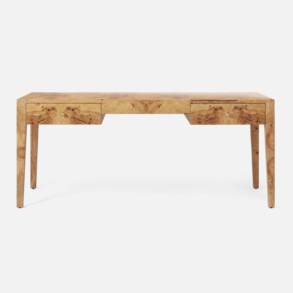 Made Goods Lindsey Desk in olive ash wood with sleek design and smooth surface, perfect for home or office workspace.