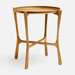 Made Goods Addison large side table in aged brass with a sleek, modern design and sturdy metal frame.