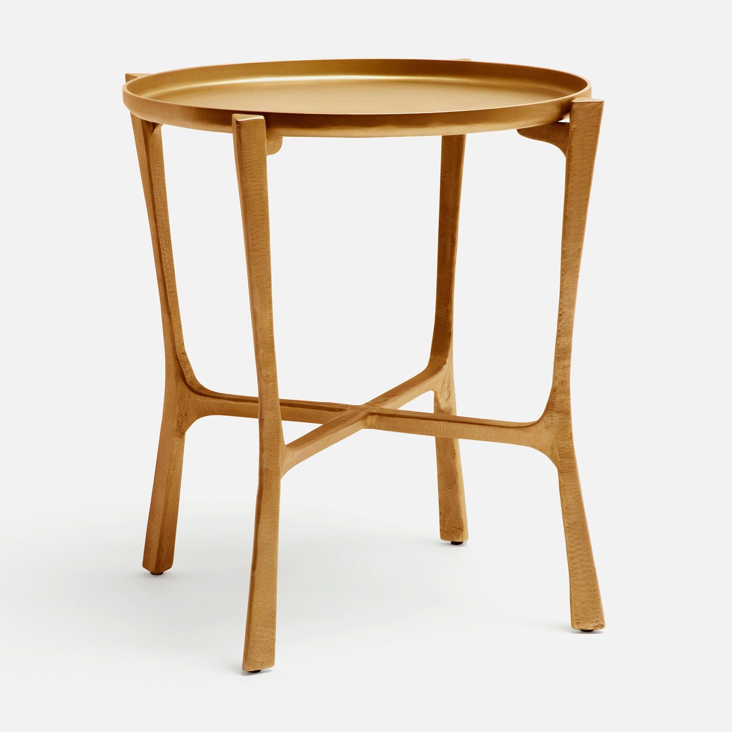 Made Goods Addison large side table in aged brass with a sleek, modern design and sturdy metal frame.