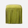 Made Goods Hallie Stool with plush fur upholstery and wooden legs, modern accent piece for living room or bedroom decor.
