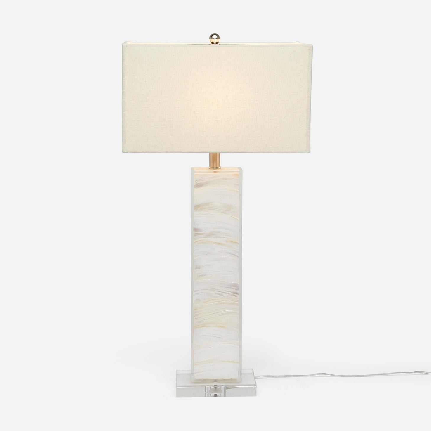 Made Goods Zilia table lamp with ceramic base and fabric shade, showcasing a modern, elegant design for stylish interior lighting.