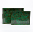 Set of two Made Goods Jade trays with sleek, rectangular design perfect for serving or decorative display.