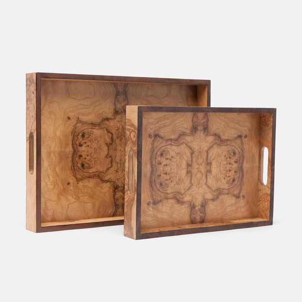 Set of two Made Goods Shea trays, decorative rectangular trays with textured surface for organization or display.